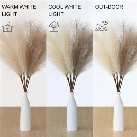 ZIFTY 7-Pcs 38"/3.1FT Faux Pampas Grass Tall Fluffy Artificial Fake Flower Boho - Picture 6 of 7
